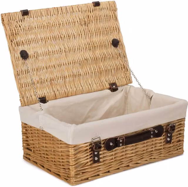 Red Wicker Picnic Basket Hamper with White Cotton Lining – 1