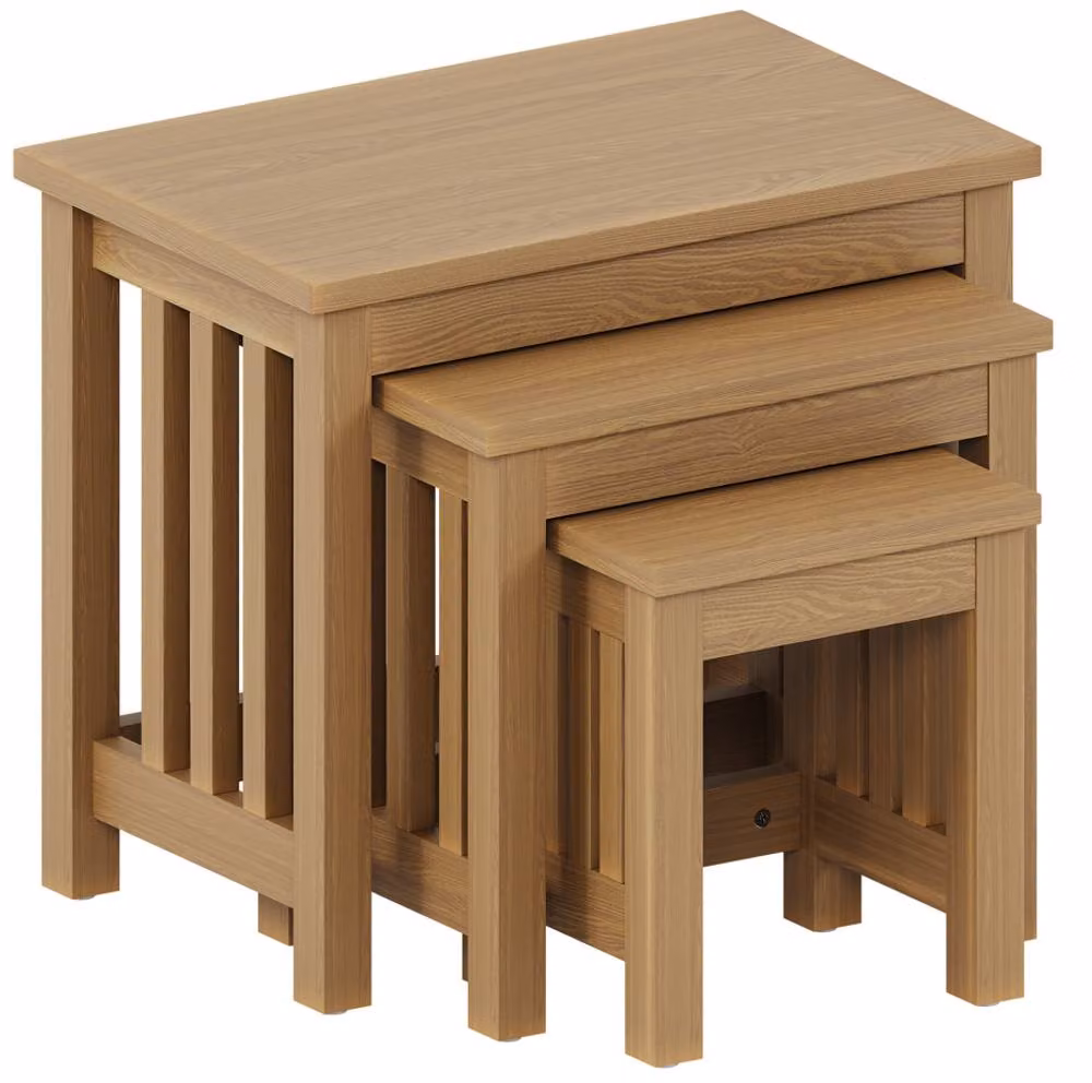 Vida Designs Ashton Nest of 3 Tables in Light Brown Wood – 3
