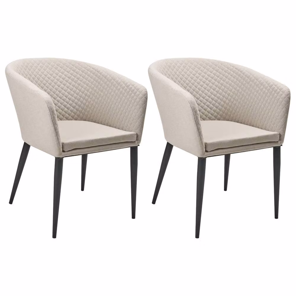 Wyld Haus Set of 2 Beige Fabric Outdoor Armchairs with Weatherproof Olefin Upholstery – 2