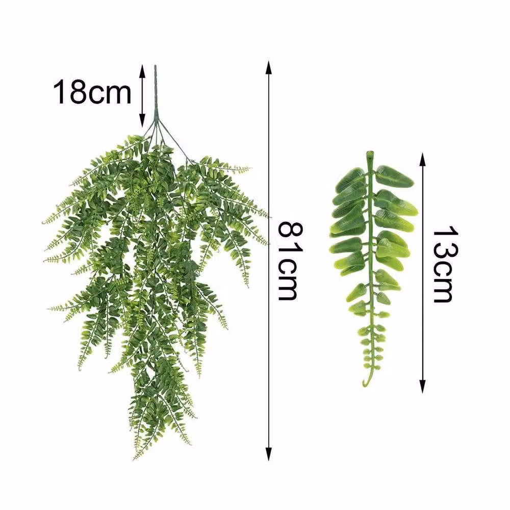 KORVIXA Artificial Green Hanging Fern Plant, W/D/H: 15 x 15 x 100 cm – 2