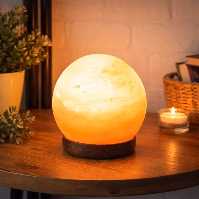 Dragodirect Himalayan Rock Salt Lamp Sphere in Orange Natural Crystal Night Light – 1