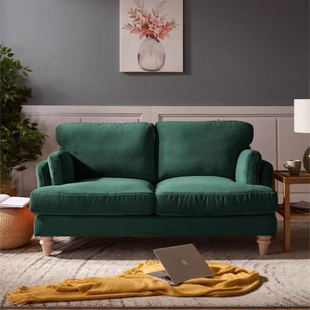 Haze 2 Seater Sofa in Dark Green Velvet