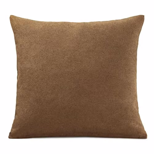 Alan Symonds Luxury Living Velvet Chenille Cushion Covers in Beige and Brown, W/D/H: 45 x 45 x 45 cm