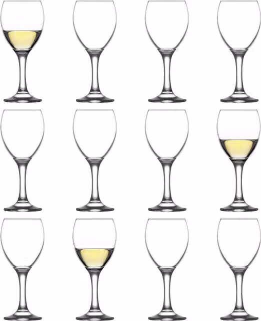 LAV Transparent Yellow Wine Glass, 245 ml, Pack of 12