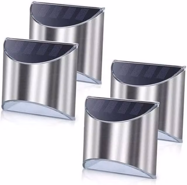 NESTLUNE Solar LED Outdoor Wall Light in Silver Stainless Steel