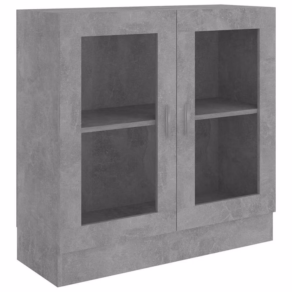 Berkfield Home Vitrine Cabinet in Concrete Grey with Glass Doors, W: 82.5 cm, D: 30.5 cm, H: 80 cm – 2