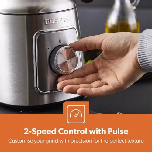 Geepas 600W Electric Wet and Dry Mixer Grinder and Coffee Grinder in Silver Stainless Steel – 4