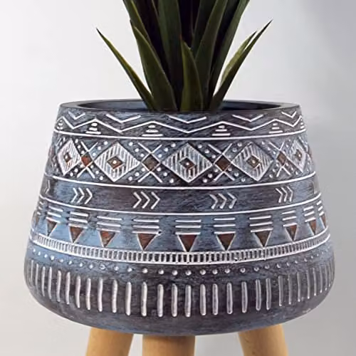 Leaf Design UK Round Tabletop Planter in Blue, Brown or Grey, W/D/H: 44 x 26 x 26 cm – 4
