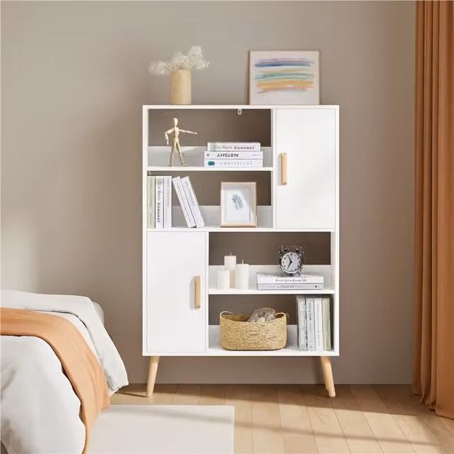 Yaheetech Modern Open Bookshelf Storage Unit in White