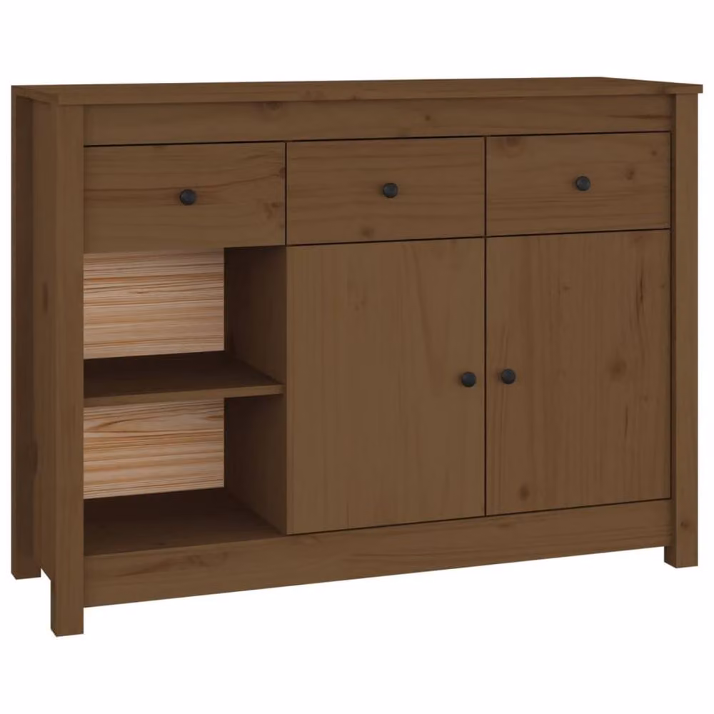 Berkfield Home Rustic Solid Wood Pine Sideboard in Honey Brown, W/D/H: 100 x 35 x 74 cm – 2