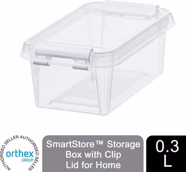 SmartStore Storage Box with Clip Lid, White and Transparent, 0.5 l