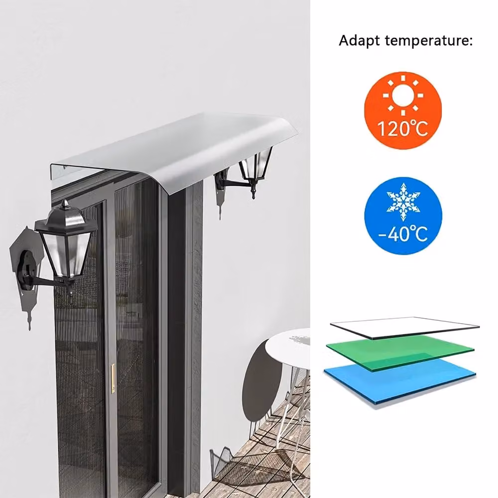 Living and Home Frosted Window and Door Awning Canopy in Transparent Plastic, W/D/H: 200 x 33 x 200 cm – 4
