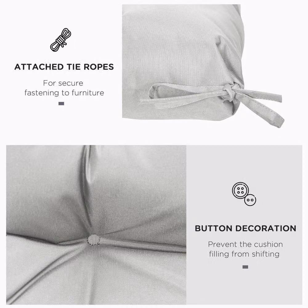 EONLION Grey Garden Back Chair Cushion Pad, W: 120 cm, D: 90 cm, H: 1 cm – 2