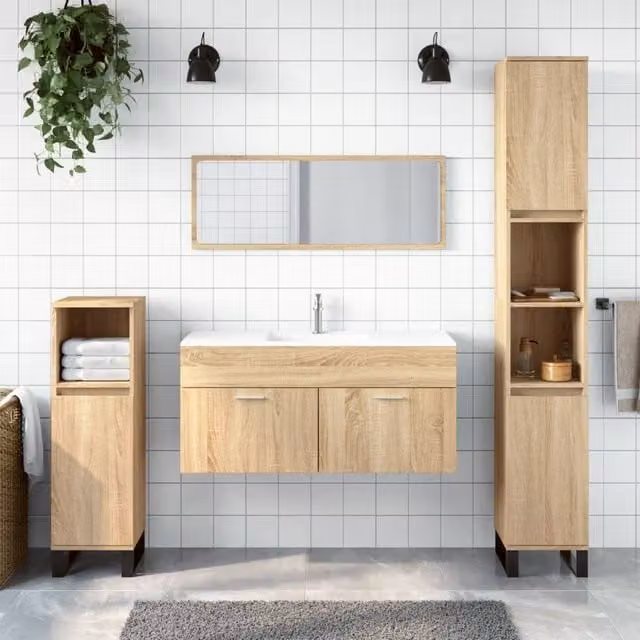 Berkfield Home Wall Mounted Bathroom Cabinet with Mirror in Sonoma Oak Brown – 1