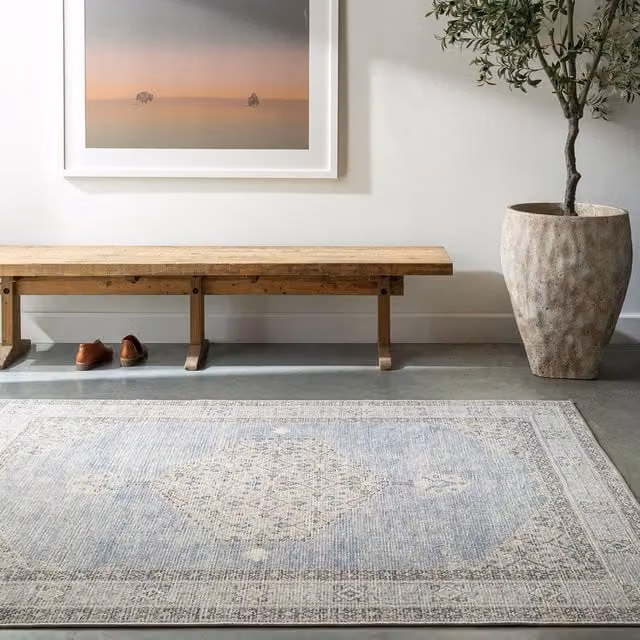 Livabliss Becki Owens Lila Traditional Boho Floral Machine Woven Rug in Grey, Brown and Blue, W: 200 cm, D: 275 cm – 1