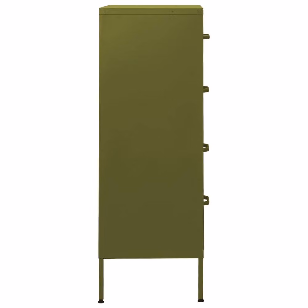 Berkfield Home Industrial Metal Chest of Drawers in Olive Green, W/D/H: 80 x 35 x 101.5 cm – 2