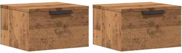 Berkfield Home Artisan Oak Wall-mounted Bedside Cabinets, 2 Pack, Brown, W/D/H: 34 x 30 x 20 cm – 1