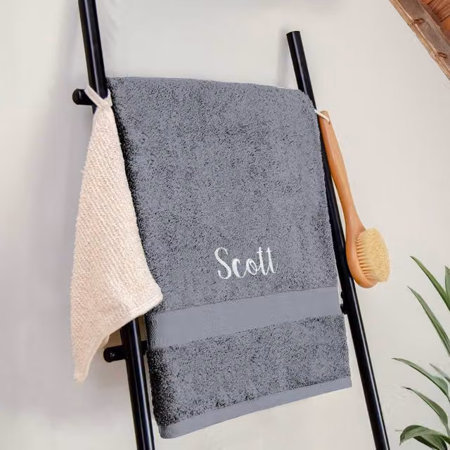Duncan Stewart Personalised Luxury Cotton Bath Sheet in Grey