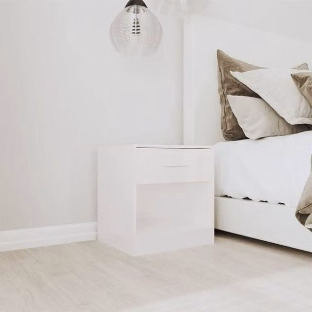 Berkfield Home Set of 2 High Gloss White Decorative Bedside Cabinets with Drawer