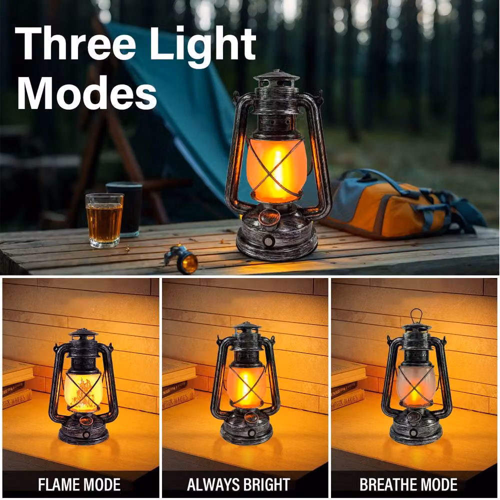 INMTFEI Vintage Rechargeable LED Camping Lantern with Dimmable Warm White Light in Silver and Bronze – 3