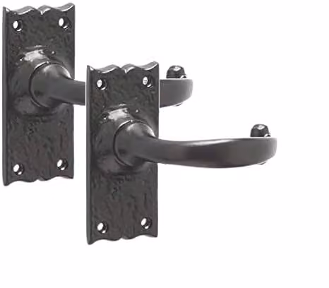 Golden Grace Antique Plain Design Latch Door Handles, 1 Pair, Matt Black