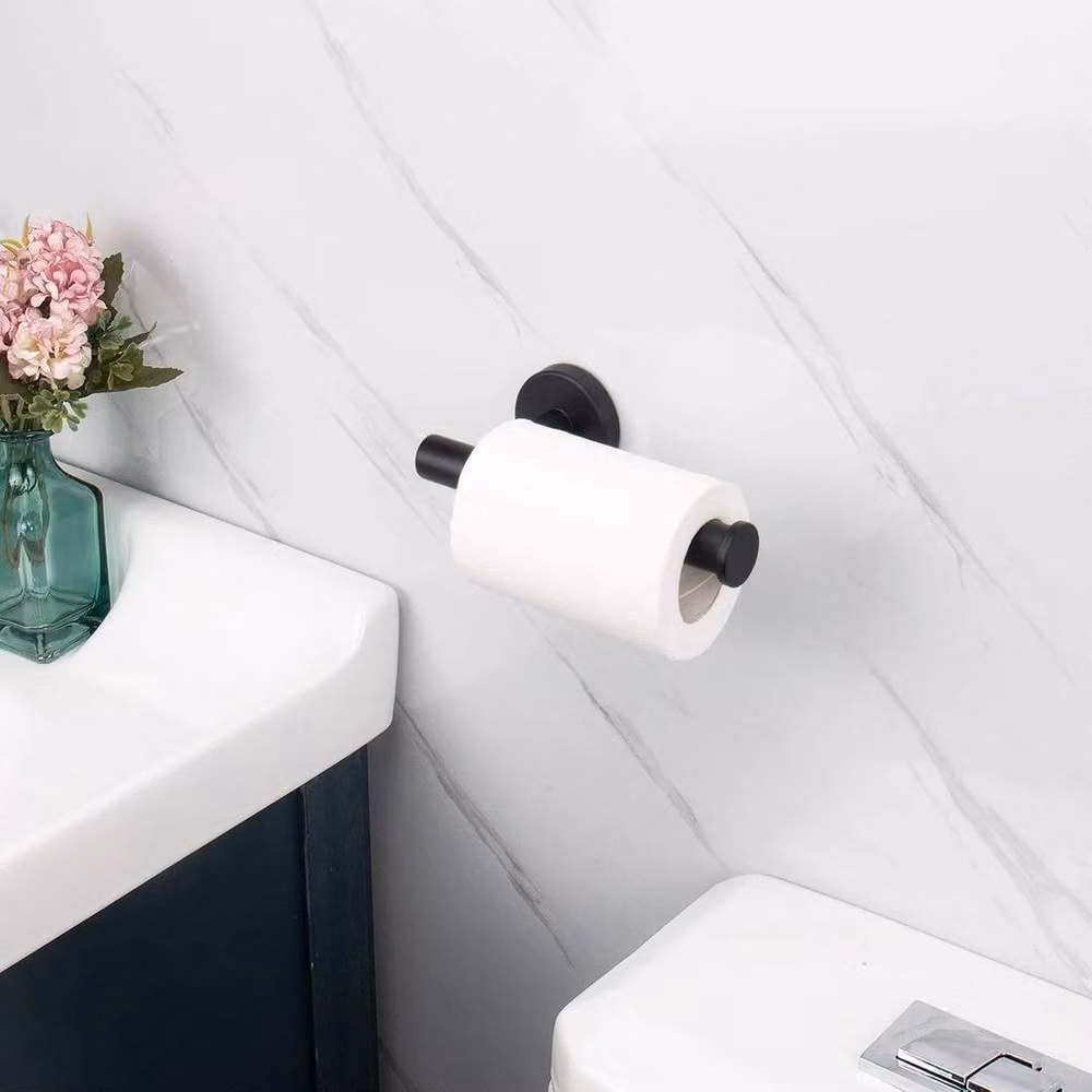 NESTLUNE Matte Black Stainless Steel Wall Mounted Toilet Roll Holder – 4