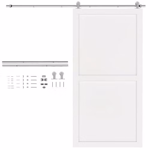 HOMCOM Silver Brushed Stainless Steel Sliding Barn Door Hardware Track Kit