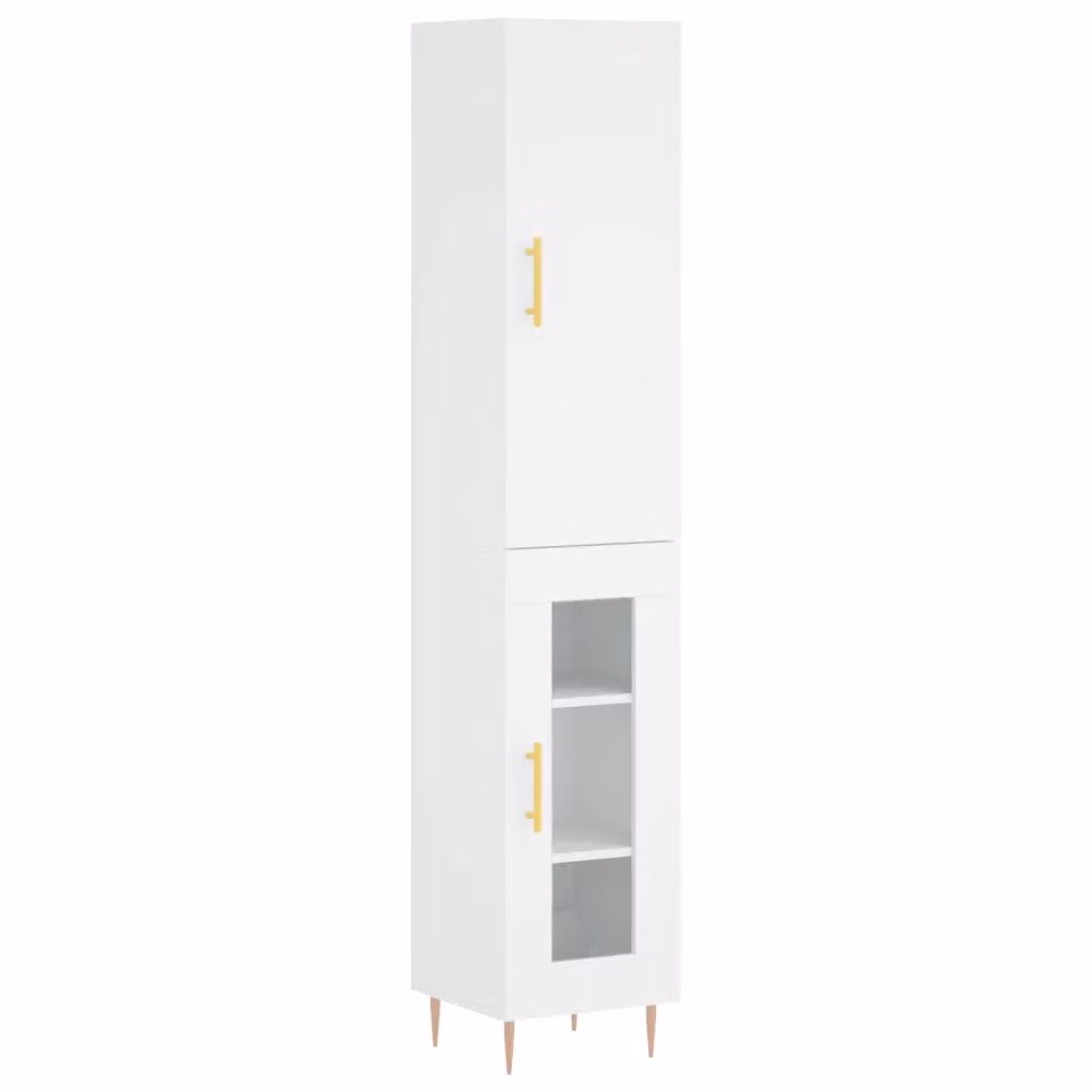 Berkfield Home Modern White Matt Highboard W/D/H: 34.5 x 34.0 x 180.0 cm – 2