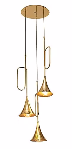 Netlighting Mantra Iluminación Jazz 3-Light Ceiling Cluster Pendant, Gold/Brass and Black, E27 – 1