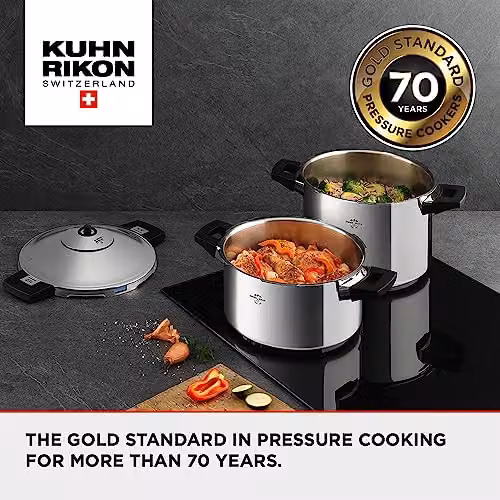 Kuhn Rikon Stainless Steel Pressure Cooker Set in Silver, including 4L and 6L Pots with Steamer Insert and Lids – 2