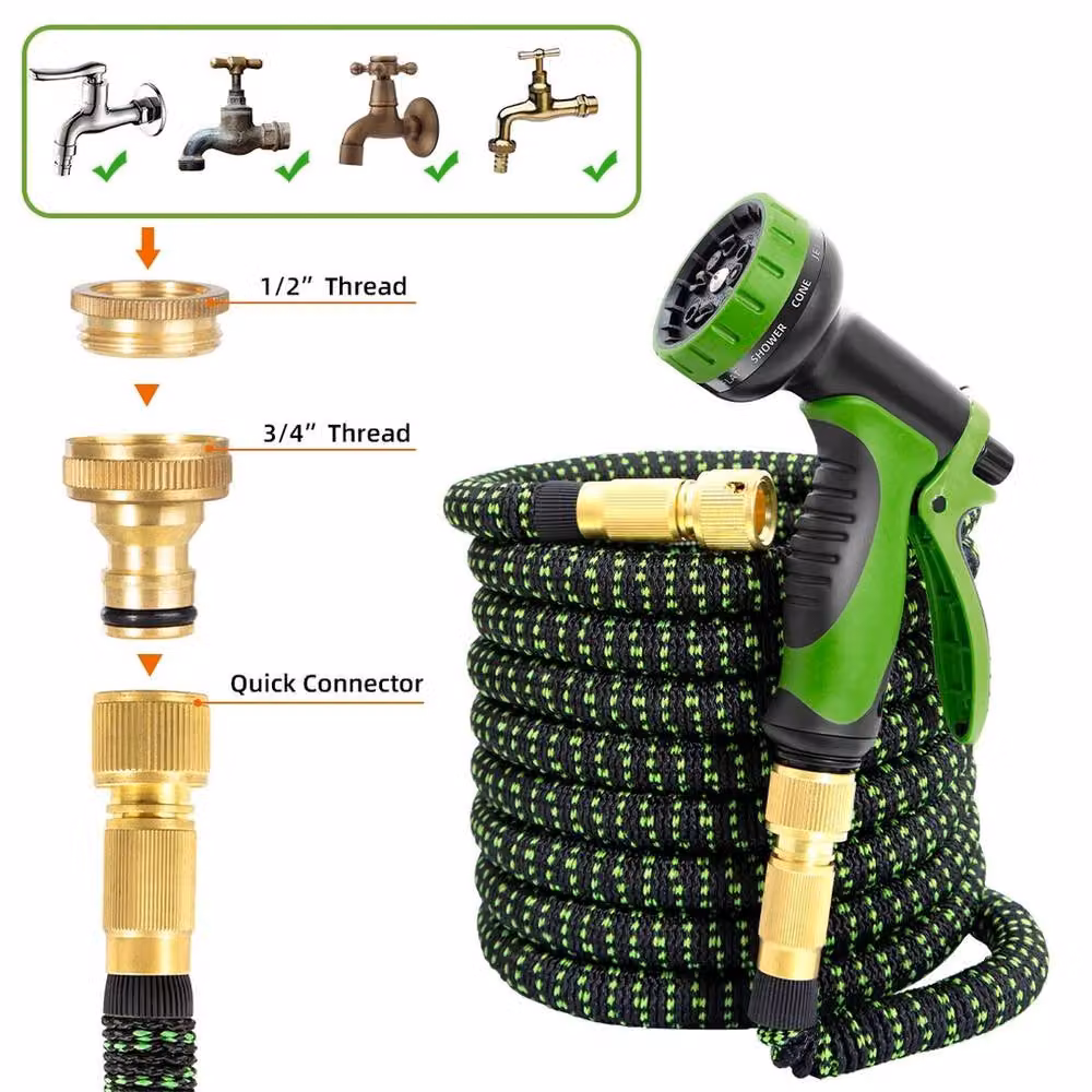 NESTLUNE 50ft Heavy Duty Expandable Flexible Garden Hose in Green – 2