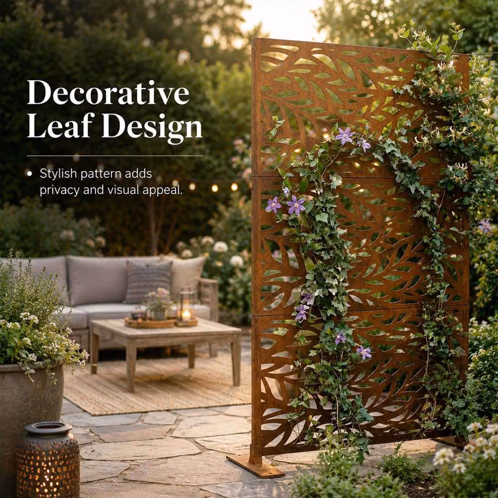 Nicoman Metal Leaf Pattern Privacy Screen in Bronze, W/H: 90 x 180 cm – 3