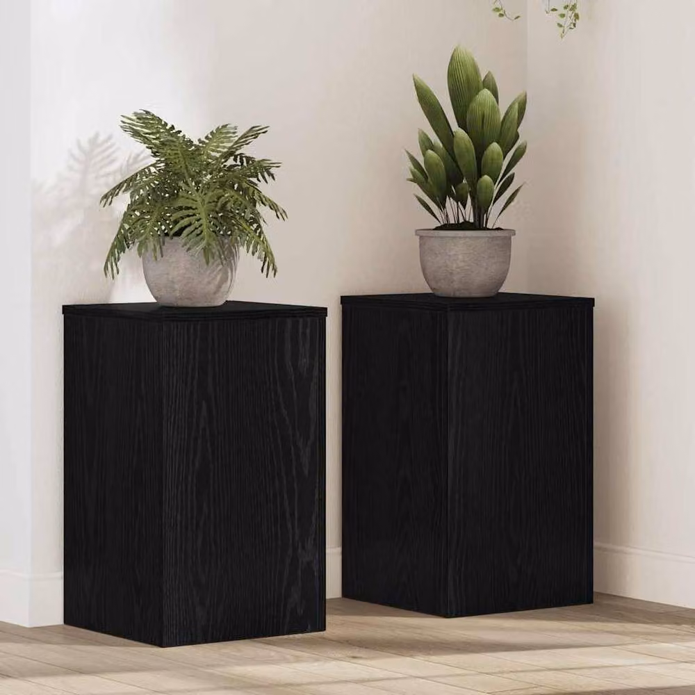 Berkfield Home Set of 2 Black Oak Plant Stands, W/D/H: 30 x 30 x 50 cm – 2