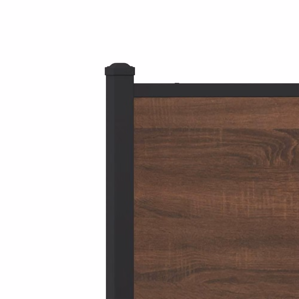 Berkfield Home Metal and Wood Bed Frame, Brown Oak, W/D/H: 150 x 200 cm – 5