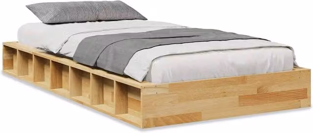 Berkfield Home Solid Wood Bed Frame in Light Oak, W/D/H: 190 x 75 x 80 cm
