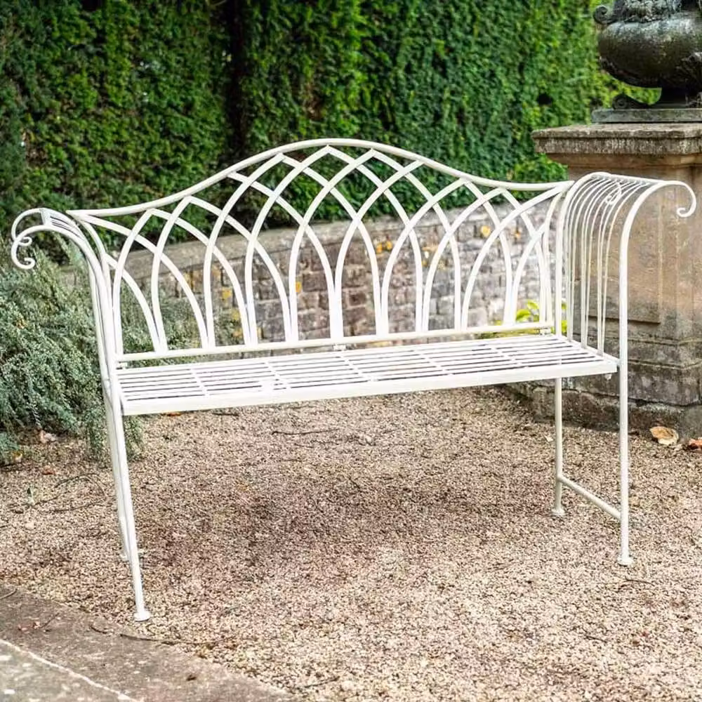 Ascalon Design Ltd Rustic Metal Garden Bench in Beige/White, W: 40 cm, D: 40 cm, H: 94 cm – 2