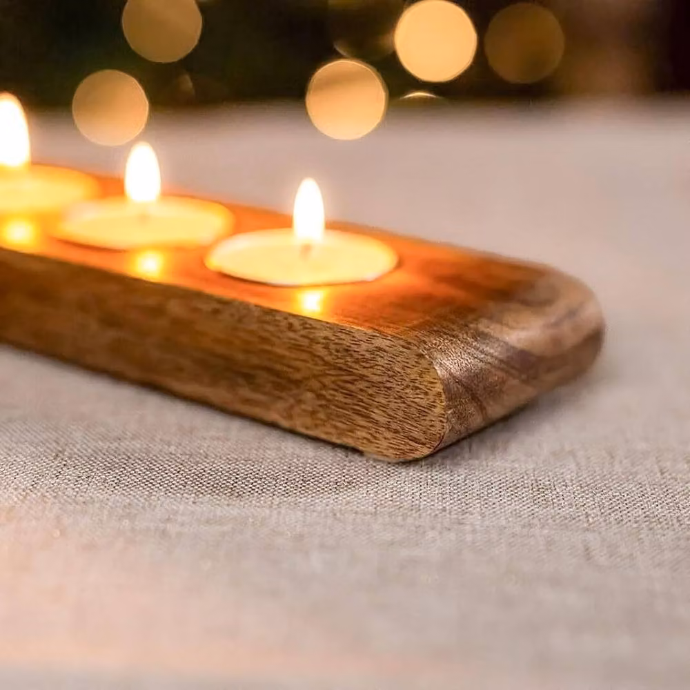 Marco Paul Mango Wood 9 Tealight Candle Holder in Brown – 3