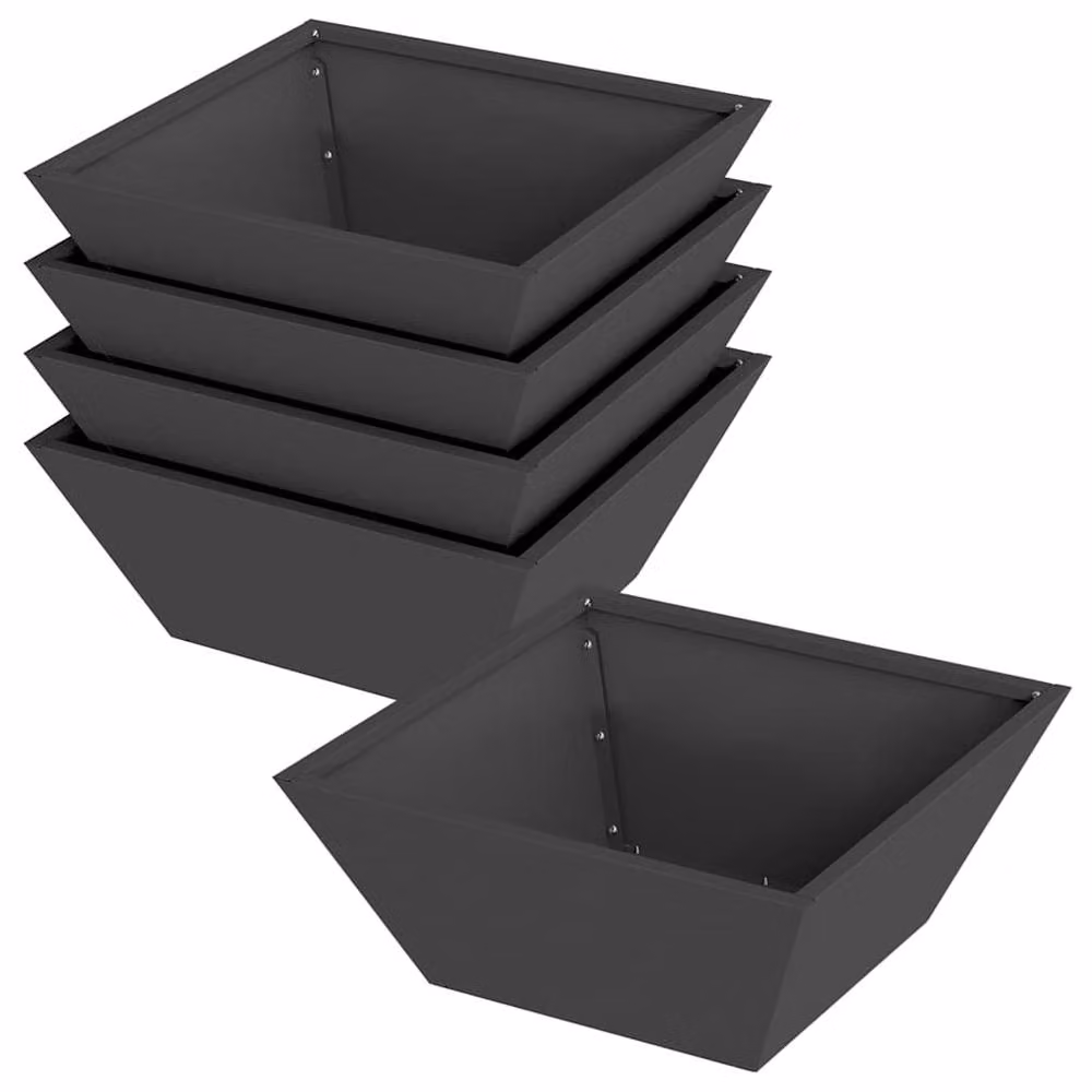 Berkfield Home Modern Garden Bowl Planters, 5 Piece Black Steel Set, W/D/H: 40 x 40 x 15 cm – 3
