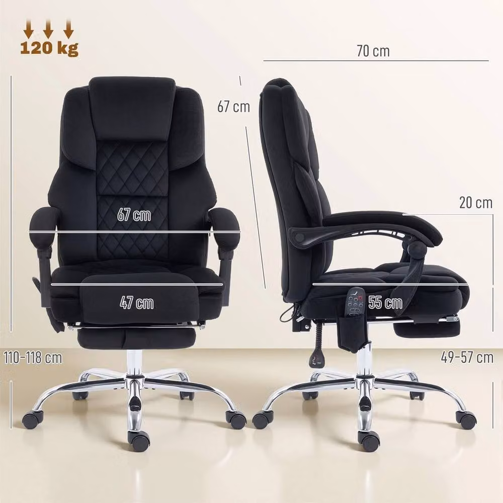 NESTLUNE Black Fabric Massage Executive Office Chair with Heat and Headrest – 2