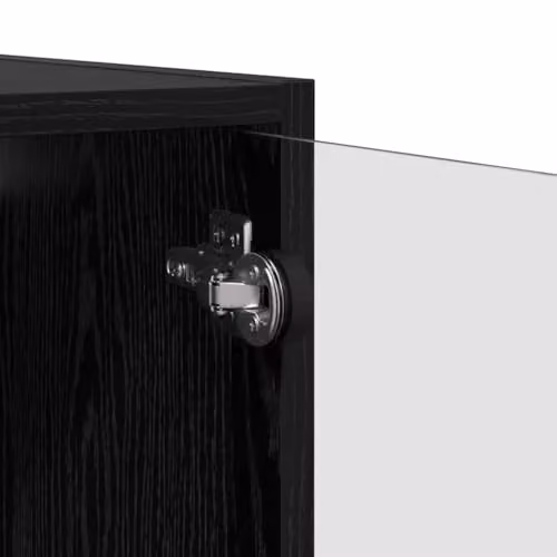 vidaXL Modern Wall Mounted Cabinet with Glass Doors in Black Oak, W/D/H: 68 x 35 x 35 cm – 4