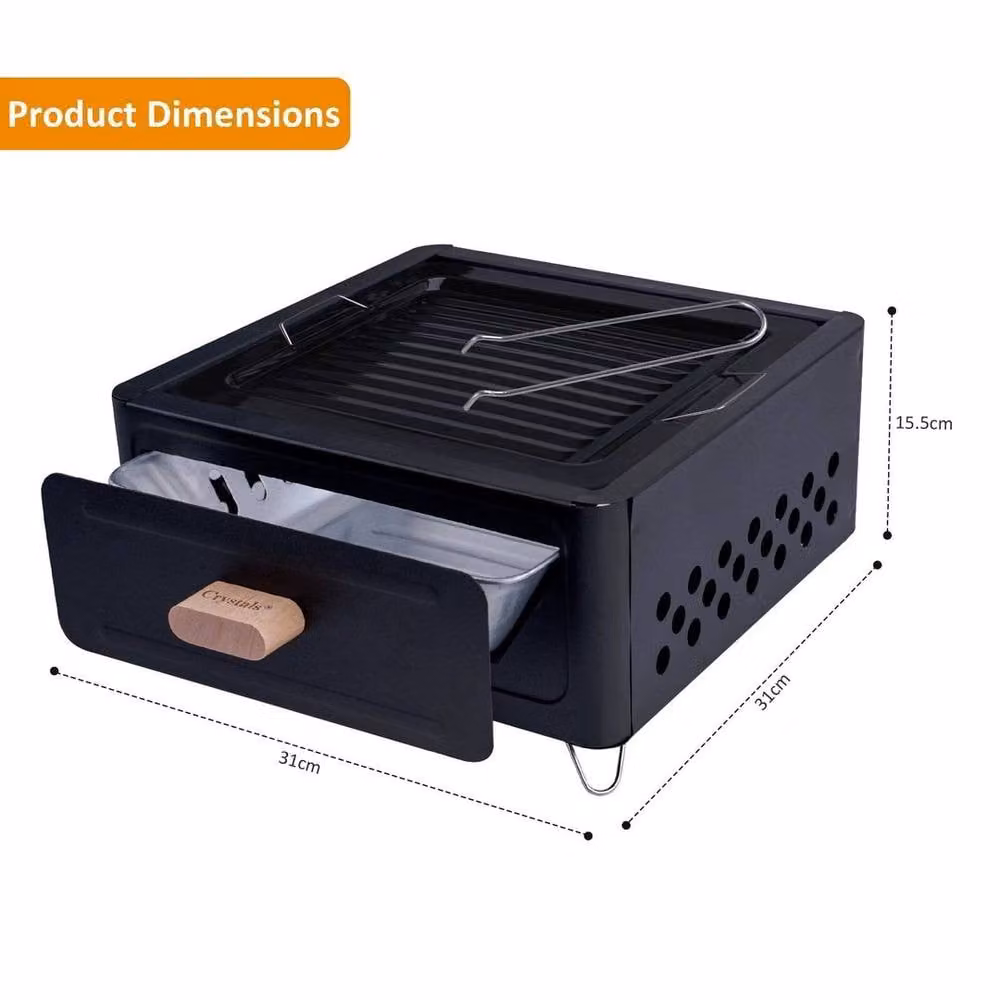 EONLION Portable Folding Charcoal Tabletop BBQ Grill in Black, Width: 100 cm – 2