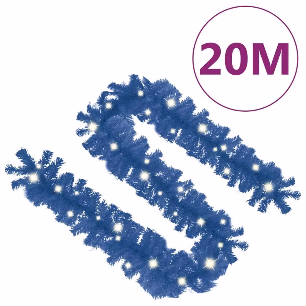 Berkfield Home Cosy Christmas Garland with LED Lights, Blue, 20 m – 6