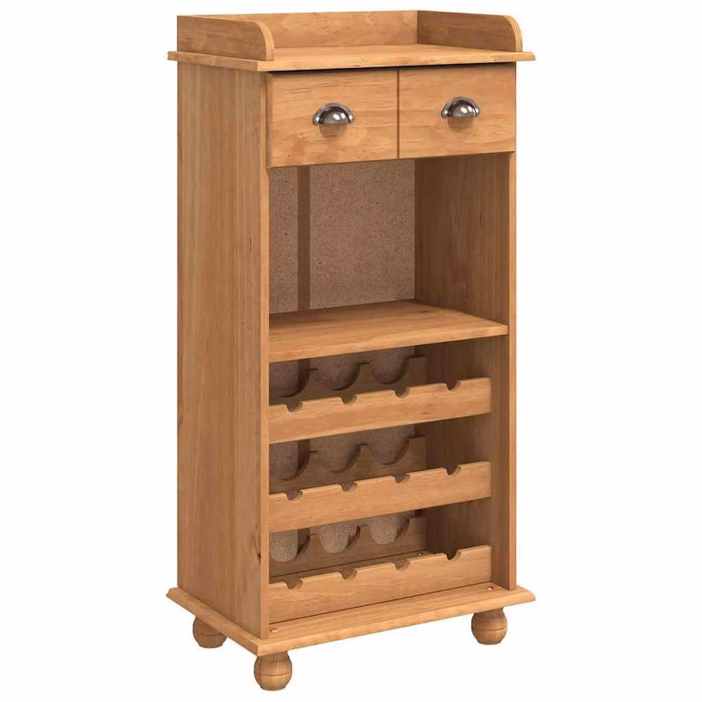 Berkfield Home ASKIM Classic Acacia Wood Wine Cabinet in Honey Brown with 12 Bottle Holders – 3