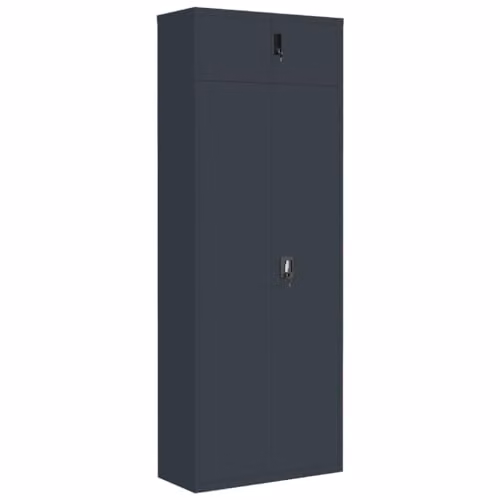 vidaXL Anthracite Metal File Cabinet with Lock and Adjustable Shelves, W/D/H: 90 x 40 x 240 cm