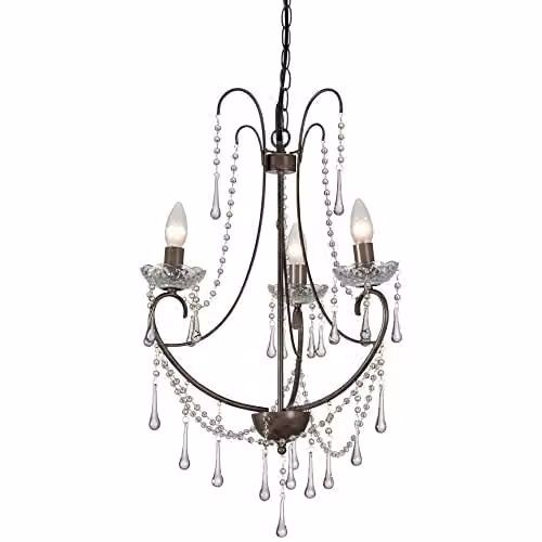 Netlighting Romance 3 Light Multi Arm Ceiling Chandelier in Brown and Silver Metal
