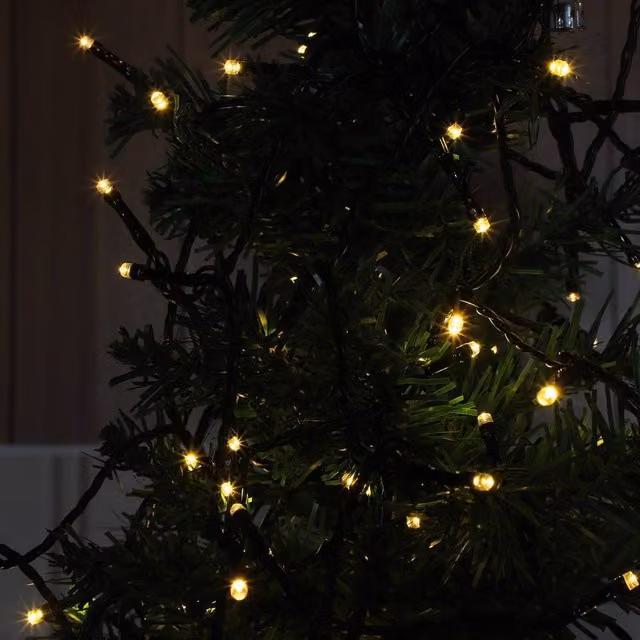 Voltico 100 LED Chaser Lights in Warm White with Green Wire
