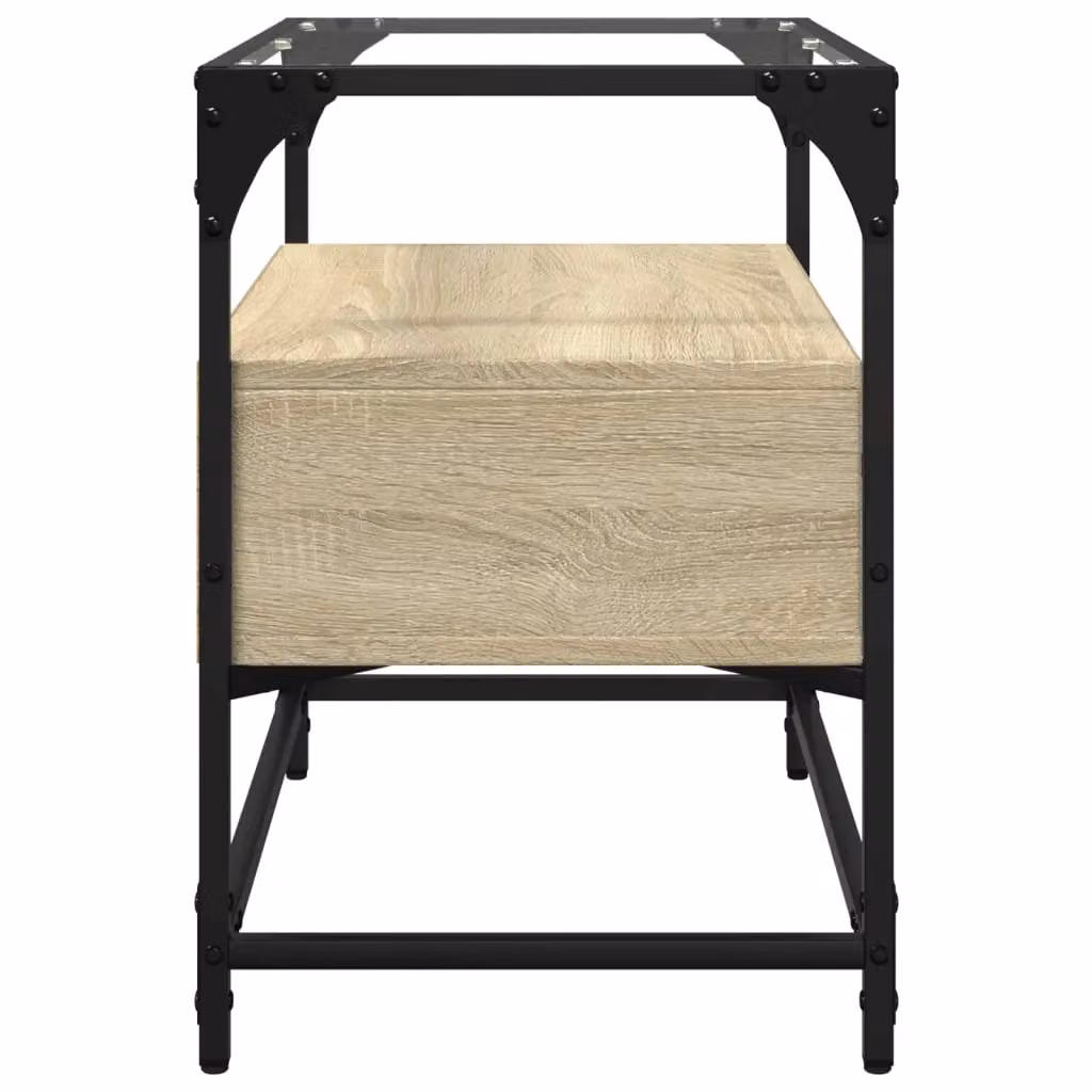 Berkfield Home Industrial TV Cabinet with Glass Top in Sonoma Oak Brown, W/D/H: 60 x 35 x 51 cm – 4
