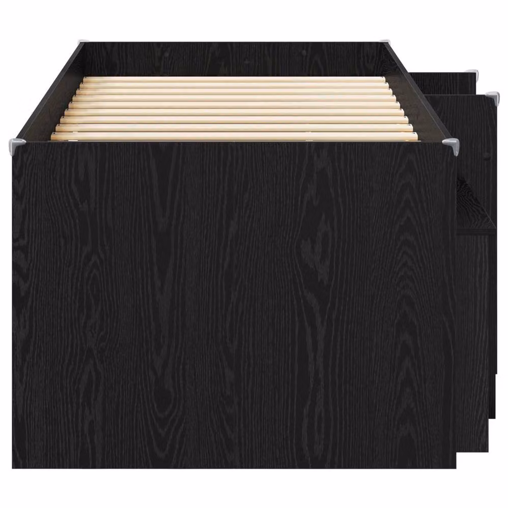 Berkfield Home Modern Loft Bed Frame with Side Compartment Cabinet in Black Engineered Wood – 2