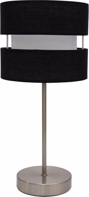 K LIVING Chrome Table Lamp with Layered Fabric Shade in Black, Yellow and Grey