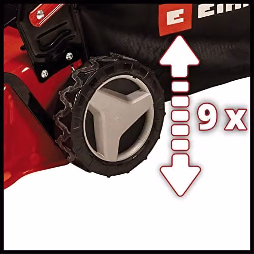 Einhell Petrol Self-Propelled Lawn Mower in Black and Red with 46 cm Cutting Width, Mulching Kit and Collection Bag – 4